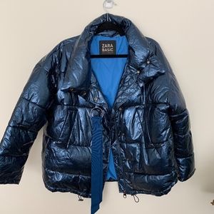 ZARA Metallic Puffer Jacket